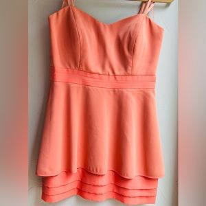 BCBGeneration Strapless Orange Cocktail Dress.